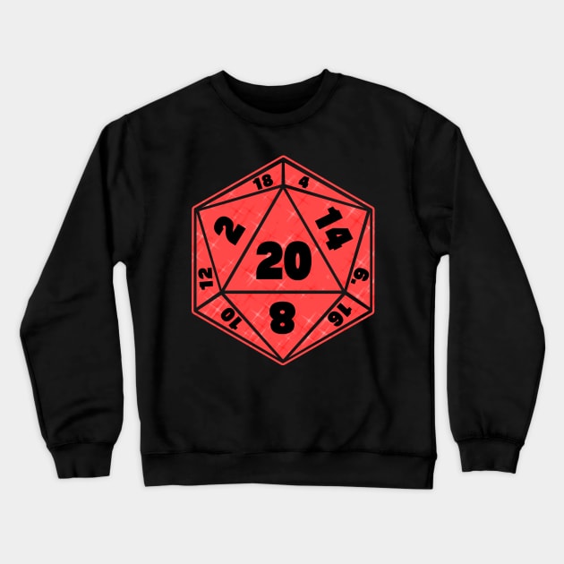 Shiny Red D20 Dice Crewneck Sweatshirt by TheQueerPotato